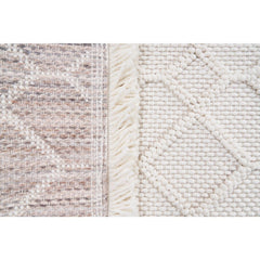 Cream Geometric Area Rug – Machine Made Rug with Ethnic Pattern, Non Slip