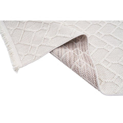 Cream Geometric Area Rug – Machine Made Rug with Ethnic Pattern, Non Slip