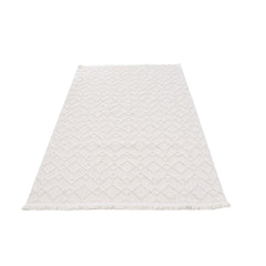 Cream Geometric Area Rug – Machine Made Rug with Ethnic Pattern, Non Slip