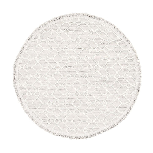 Cream Geometric Area Rug – Machine Made Rug with Ethnic Pattern, Non Slip