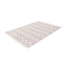 Cream Geometric Area Rug – Machine Made Carpet With Bohemian Style & Non Slip