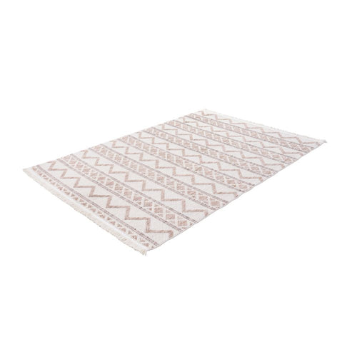 Cream Geometric Area Rug – Machine Made Carpet With Bohemian Style & Non Slip