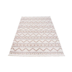 Cream Geometric Area Rug – Machine Made Carpet With Bohemian Style & Non Slip