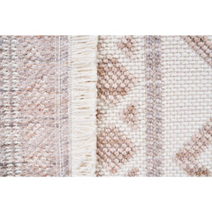 Cream Geometric Area Rug – Machine Made Carpet With Bohemian Style & Non Slip