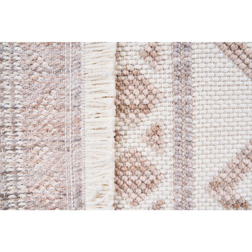 Cream Geometric Area Rug – Machine Made Carpet With Bohemian Style & Non Slip