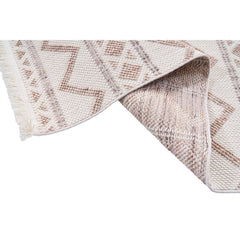 Cream Geometric Area Rug – Machine Made Carpet With Bohemian Style & Non Slip
