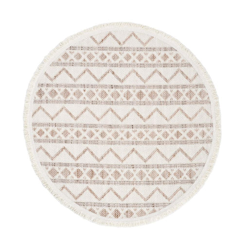 Cream Geometric Area Rug – Machine Made Carpet With Bohemian Style & Non Slip