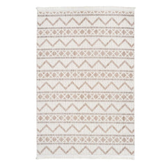 Cream Geometric Area Rug – Machine Made Carpet With Bohemian Style & Non Slip