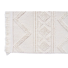 Geometric Area Rug – Machine Made Cream Carpet | Bohemian Style, Non Slip