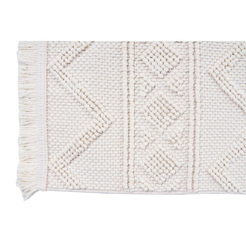 Geometric Area Rug – Machine Made Cream Carpet | Bohemian Style, Non Slip