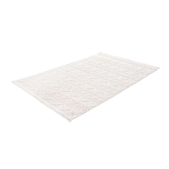Geometric Area Rug – Machine Made Cream Carpet | Bohemian Style, Non Slip