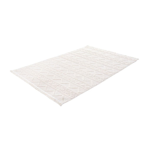 Geometric Area Rug – Machine Made Cream Carpet | Bohemian Style, Non Slip