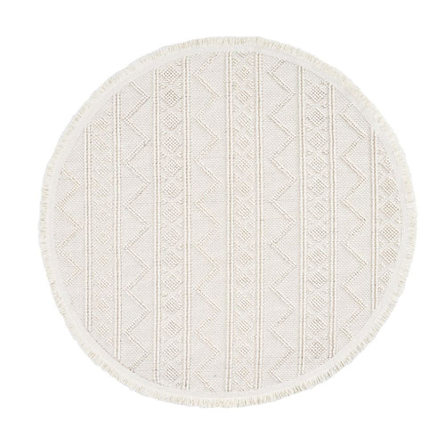 Geometric Area Rug – Machine Made Cream Carpet | Bohemian Style, Non Slip