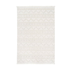 Geometric Area Rug – Machine Made Cream Carpet | Bohemian Style, Non Slip