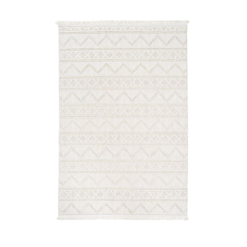 Geometric Area Rug – Machine Made Cream Carpet | Bohemian Style, Non Slip