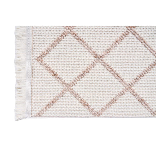 Geometric Area Rug – Machine Made Cream Bohemian Carpet with Ethnic Pattern