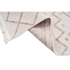 Geometric Area Rug – Machine Made Cream Bohemian Carpet with Ethnic Pattern