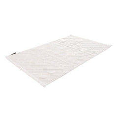 Cream Geometric Area Rug – Machine Made, Non Slip & Washable Floor Carpet