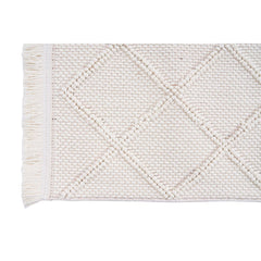 Cream Geometric Area Rug – Machine Made, Non Slip & Washable Floor Carpet