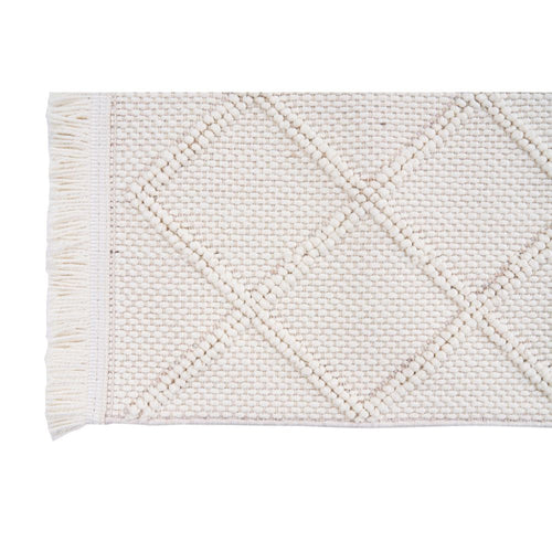 Cream Geometric Area Rug – Machine Made, Non Slip & Washable Floor Carpet