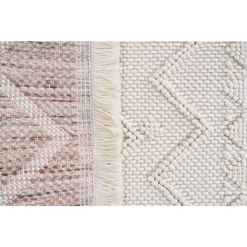 Cream Geometric Area Rug – Machine Made, Non Slip & Washable Floor Carpet