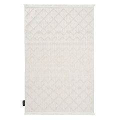 Cream Geometric Area Rug – Machine Made, Non Slip & Washable Floor Carpet