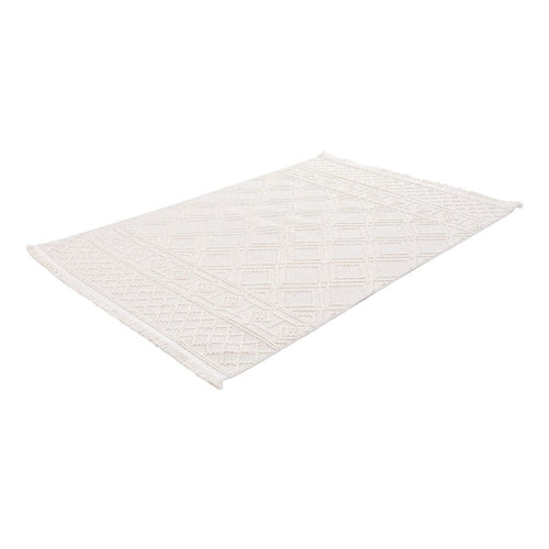 Cream Geometric Area Rug – Machine Made Flatweave Non Slip Floor Rug