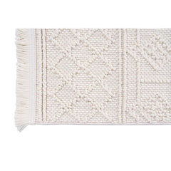 Cream Geometric Area Rug – Machine Made Flatweave Non Slip Floor Rug