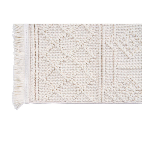 Cream Geometric Area Rug – Machine Made Flatweave Non Slip Floor Rug