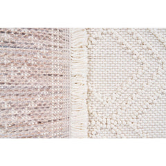 Cream Geometric Area Rug – Machine Made Flatweave Non Slip Floor Rug