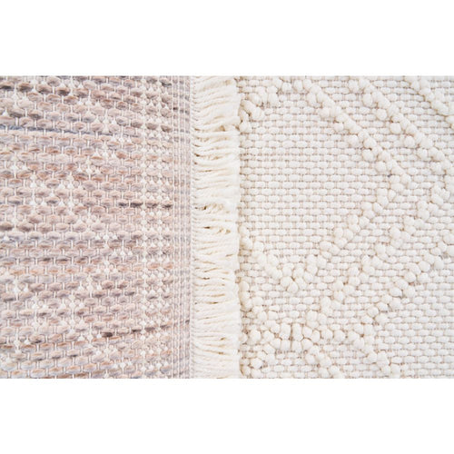 Cream Geometric Area Rug – Machine Made Flatweave Non Slip Floor Rug