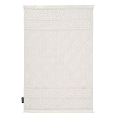 Cream Geometric Area Rug – Machine Made Flatweave Non Slip Floor Rug