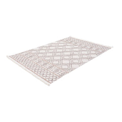 Cream Geometric Area Rug – Machine Made, Non Slip, Washable Floor Carpet