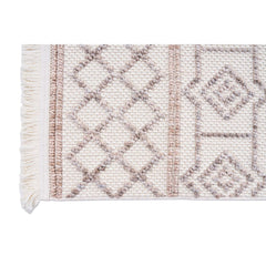 Cream Geometric Area Rug – Machine Made, Non Slip, Washable Floor Carpet