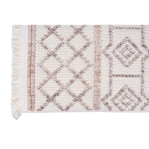 Cream Geometric Area Rug – Machine Made, Non Slip, Washable Floor Carpet