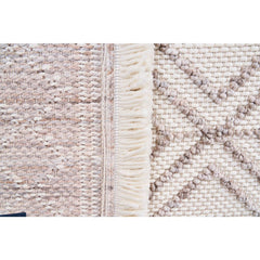 Cream Geometric Area Rug – Machine Made, Non Slip, Washable Floor Carpet