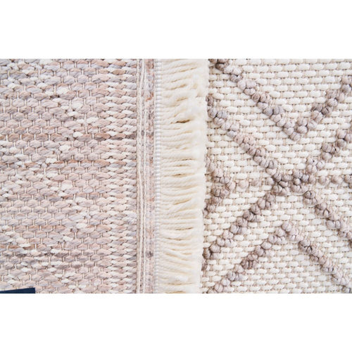 Cream Geometric Area Rug – Machine Made, Non Slip, Washable Floor Carpet