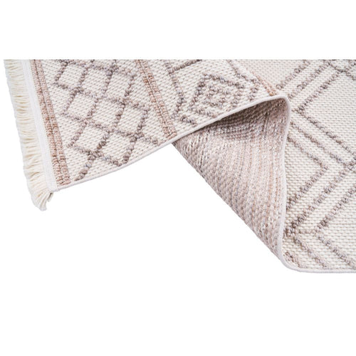 Cream Geometric Area Rug – Machine Made, Non Slip, Washable Floor Carpet