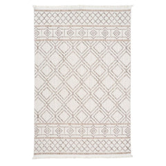 Cream Geometric Area Rug – Machine Made, Non Slip, Washable Floor Carpet