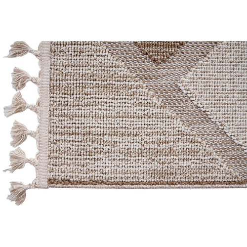 Cream Geometric Rug - Machine Made Polypropylene Area Rug With Non Slip Backing