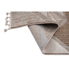 Cream Geometric Rug - Machine Made Polypropylene Area Rug With Non Slip Backing