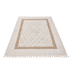 Cream Geometric Area Rug – Machine Made Polypropylene Carpet by Dolce Vita