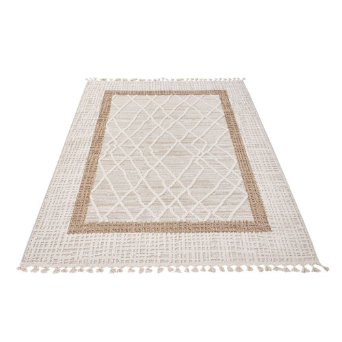 Cream Geometric Area Rug – Machine Made Polypropylene Carpet by Dolce Vita