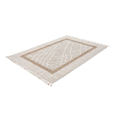 Cream Geometric Area Rug – Machine Made Polypropylene Carpet by Dolce Vita