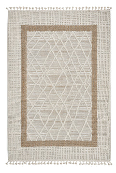 Cream Geometric Area Rug – Machine Made Polypropylene Carpet by Dolce Vita