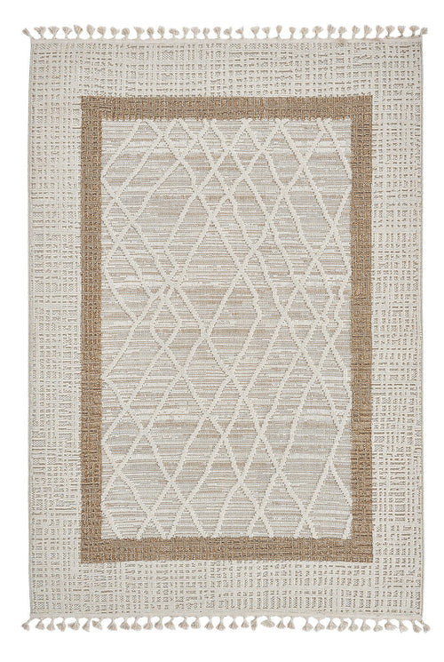 Cream Geometric Area Rug – Machine Made Polypropylene Carpet by Dolce Vita