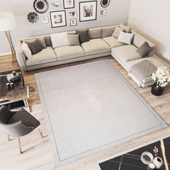 Cream Viscose Area Rug – Machine Made Luxury Carpet with Non Slip Flatweave Design