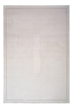 Cream Viscose Area Rug – Machine Made Luxury Carpet with Non Slip Flatweave Design