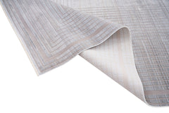 Grey Viscose Area Rug - Machine Made Frame Design Carpet for Living Room