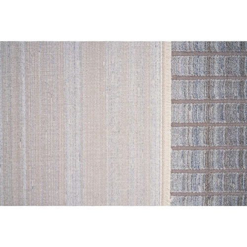 Grey Viscose Area Rug - Machine Made Frame Design Carpet for Living Room